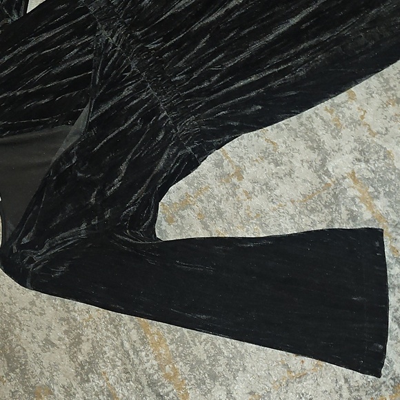 A New Day Black Velvety Jumpsuit Long Bell Sleeve Elastic Waist XL - Picture 8 of 14